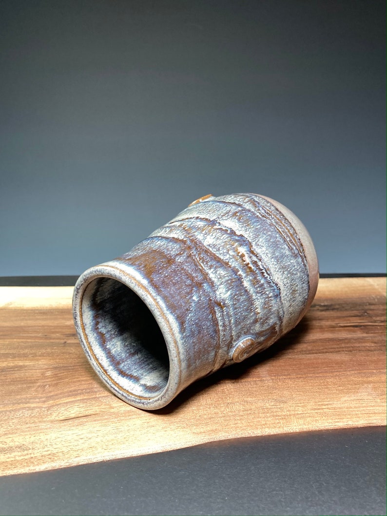 Ceramic cup, Wheel-thrown stoneware pottery in Breaking Tide glaze, 12 ounce capacity. image 3