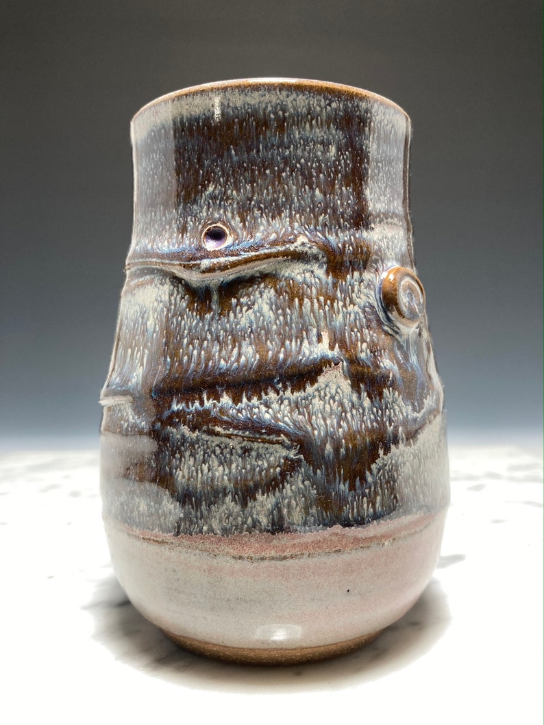 Ceramic cup, Wheel-thrown stoneware pottery in Breaking Tide glaze, 12 ounce capacity. image 6