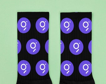 The Graph Repeated Pattern Crypto Logo Socks | Alt coin gifts for crypto lovers
