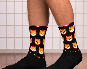 Shiba Inu Coin Repeated Pattern Socks | Shib Coin Logo Gifts