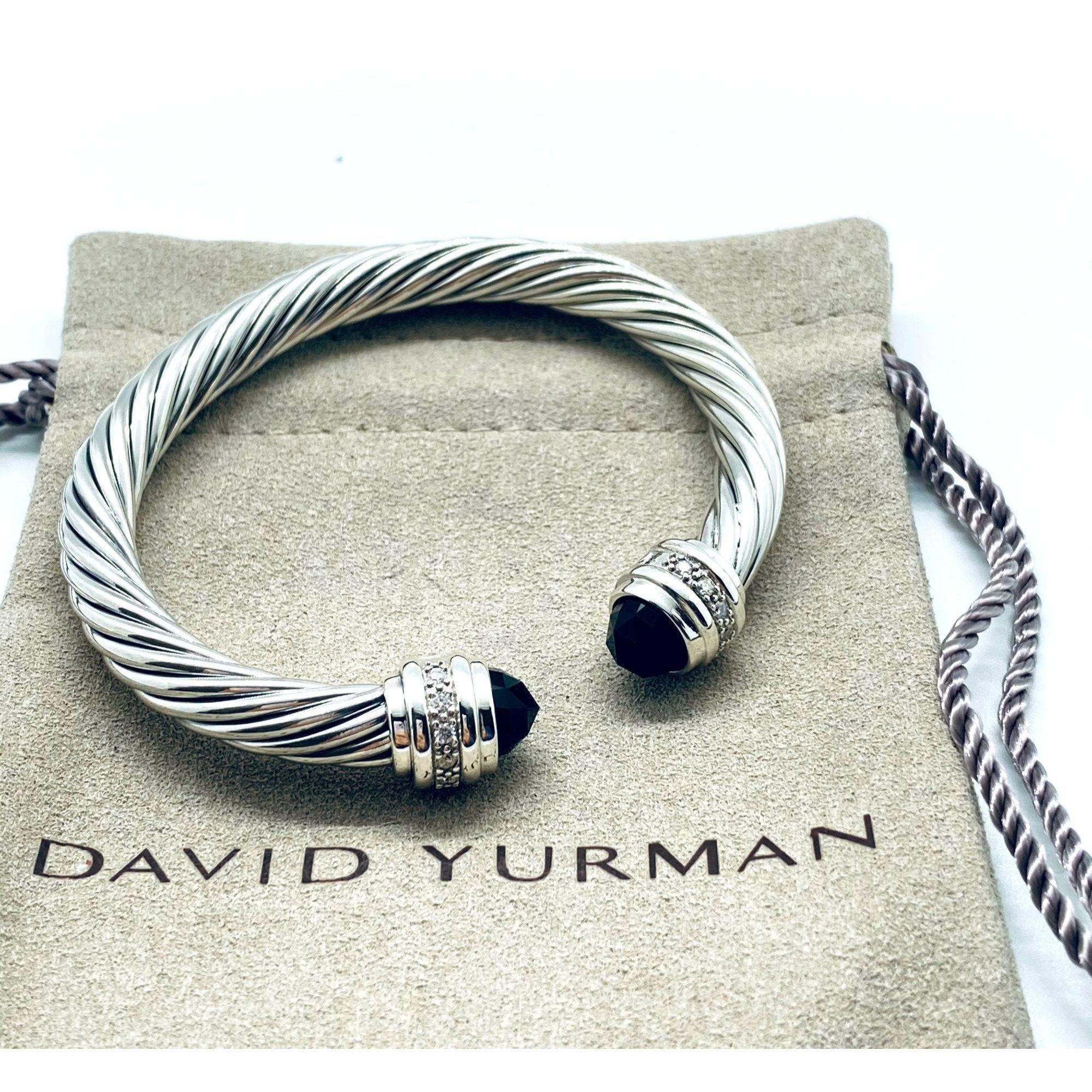 David Yurman Sterling Silver 7mm Cable Classics Bracelet Black - Etsy