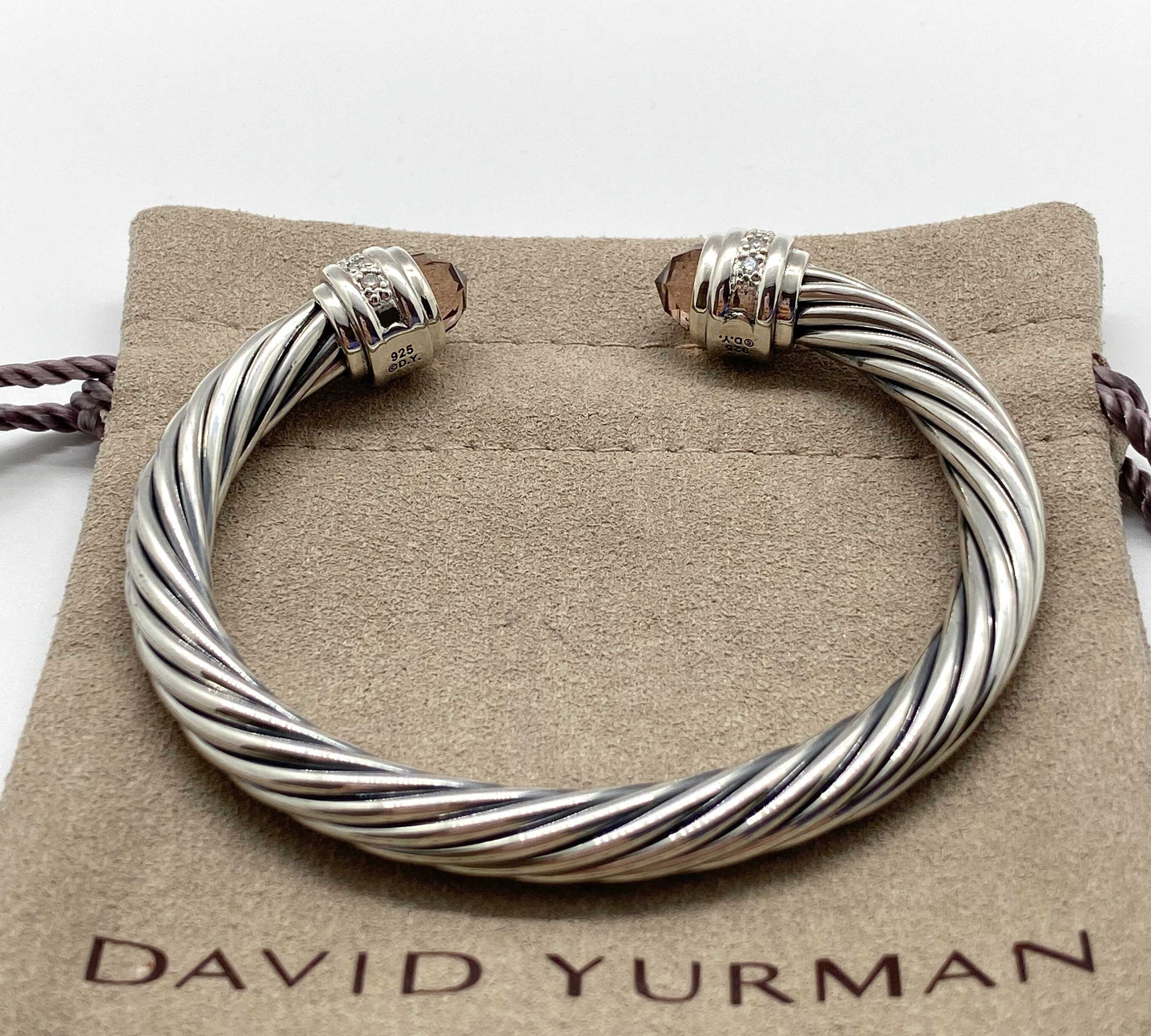 David Yurman Sterling Silver 7mm Cable Classics Bracelet Morganite W ...