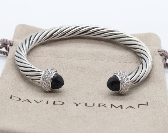 David Yurman Black Diamond ID Link 18kt Yellow Gold Bracelet - Silver  Spring Jewelers