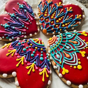 Sweet Hearts - 4 Hand made Royal icing sugar cookies - (gluten free available on request)