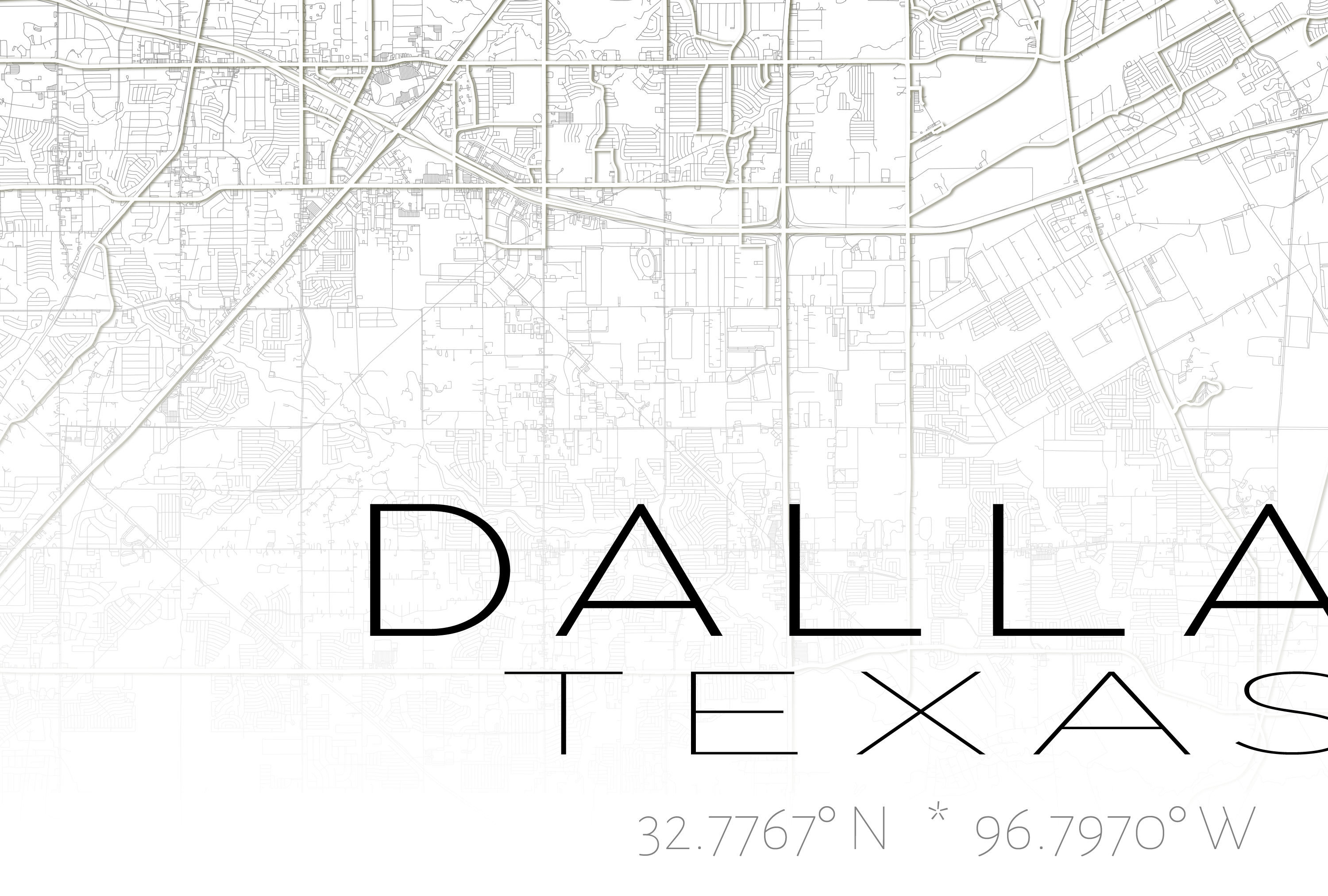 Dallas Map Compas High Resolution Printable Map of Dallas. Instant Download. - Etsy