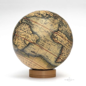 Historical designed handmade globe. Desktop 6.3&quot; globe diameter.