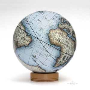 Historical design handmade globe.  Desktop 6.3&quot; globe diameter.