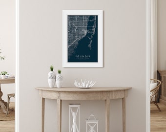 High Resolution Printable Map of Miami.  Instant Download.