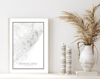 High Resolution Printable Map of Barcelona.  Instant Download.