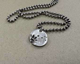 Oxidized Sterling Silver Shell Impression Necklace - Beach Sand Charm