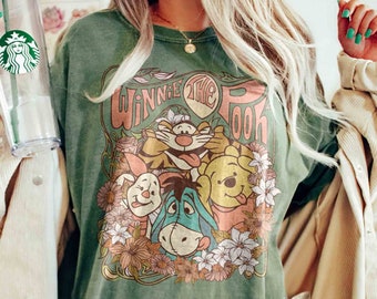 Retro Comfort Colors Winne The Pooh and Friends Shirt, Walt Disney Disneyland Shirt, Winnie Pooh Shirt, Disney Family Trip Shirt