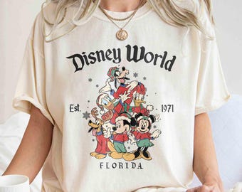 Retro Disney World Mickey and Friends Christmas Shirt, Disney Family Christmas Shirt, Very Merry Christmas Shirt, Disneyworld Christmas Tee