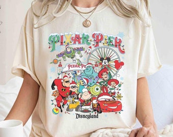 Comfort Colors Pixar Pier Christmas Shirt, Disneyland Christmas Shirt, Toy Story Christmas Shirt, Disney Cars Christmas Tee, Christmas Gift