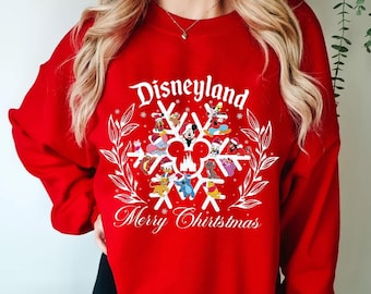 Retro Mickey and Friends Christmas shirt, Disney Snowflake Christmas Sweatshirt, Disneyland Xmas Shirt, Merry Christmas Tee, Mickey T-Shirts