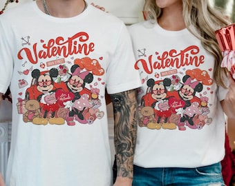Retro Disneyland Valentine Shirt, Cute Mickey And Minnie Valentine's On Main Street, Disney Couple Sweater, Disney Couple matching Shirt