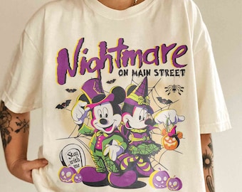 Mickey and Minnie Nightmare On Main Street Shirt, Mickey Not So Scary Halloween Party 2024 Shirt, Disneyland Halloween Shirt, Halloween Gift