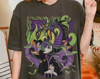 Retro Comfort Colors Maleficent Shirt, Halloween Villains T-Shirt, Maleficent Witch Sweatshirt, Disney Halloween 2024 Shirt, Halloween Gift