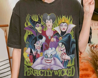 Retro Perfectly Wicked Halloween Villains Shirt, Disney Villains Characters Shirt, Bad Witches Shirt, Mickey Not So Scary Halloween Party