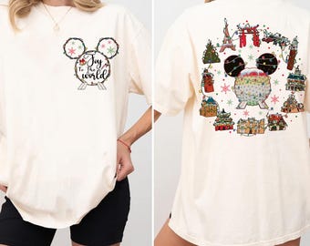 Disney Joy To The World Christmas Shirts, Epcot Center World Traveler Christmas Sweatshirt, Disney Family Christmas shirt, Xmas Gift Shirts