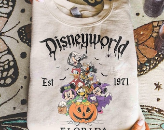 Retro Disneyworld Mickey and Friends Halloween Shirt, Disneyworld Halloween, Mickey Not So Scary Halloween Party Shirt, Mickey Halloween Tee