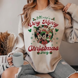 Retro Mickey and Friends Christmas shirt, Mickey&#39;s Very Merry Christmas Party 2024, DisneyWorld Christmas shirt, Disney Family matching Tee