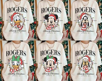 Custom Family Christmas Disney Characters Shirt, Disney Family Christmas Matching Shirt, WDW Merry Christmas Shirt, Personalized Christmas
