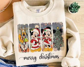 Retro Disney Christmas Shirt, Disney Christmas Tree Shirt T-shirt, Mickey and friend tee, Mickey Pine Tree Shirt, Disney Christmas Tree Tee