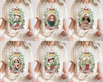 Personalized Disney Christmas Shirt, Christmas Disney Princesses Shirt, Mickey and Friends Christmas Shirt, Disney Family Christmas Shirt