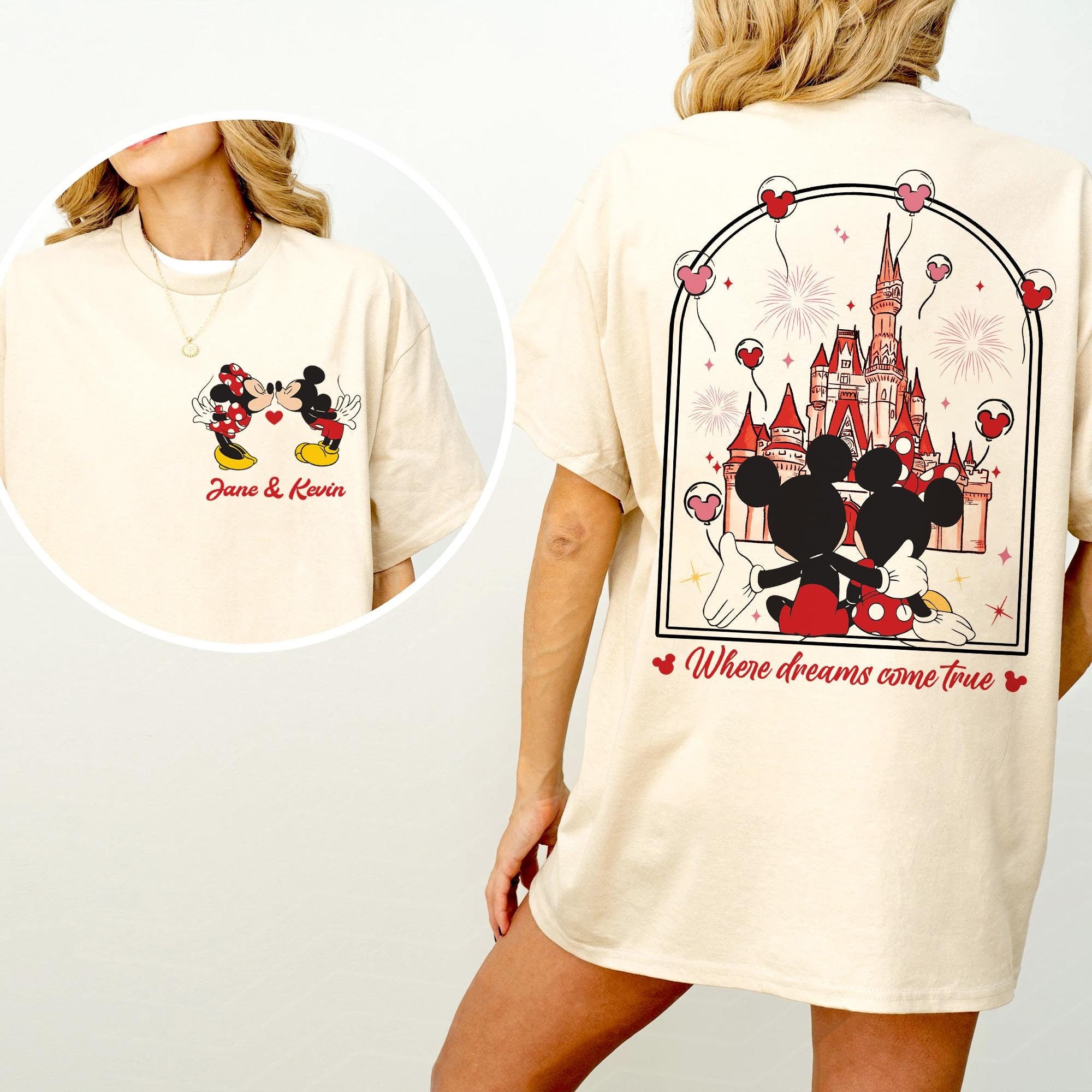 Retro Disneyworld Mickey Minnie Valentine Shirt, Where Dreams Come True, Disneyland Valentine Couple Tee, Honeymoon Shirt, Disney Lover Tee