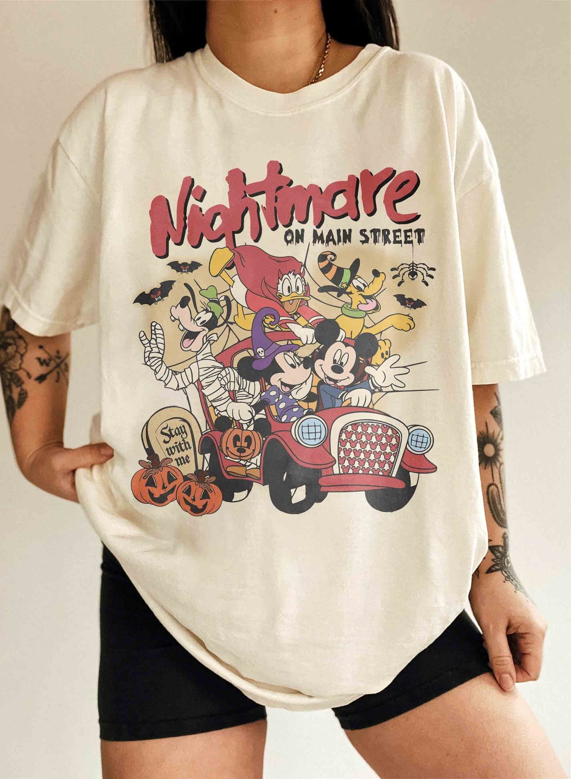 Retro Mickey and Friends Nightmare on Main Street Shirt, Disneyland Halloween Shirt, Mickey Not So Scary  Halloween Party, Halloween Gift