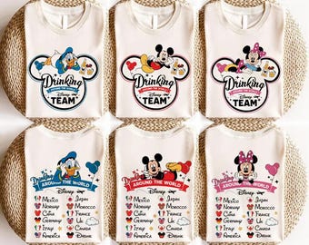 Disney Epcot Drinking Around The World Shirts, Mickey Friends Drinking Team Tee, Disney Princess Team Drinking Shirt, Disney Vacation Shirt