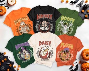 Disney Characters Checkered Halloween Shirt, Mickey and Friends Halloween Shirt, Mickey's Not So Scary Halloween Party, Disney Halloween Tee