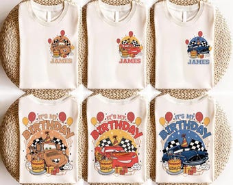 Disney Cars Birthday Toddler shirts, Custom Disney Cars Kids Shirt, Custom Name McQueen Shirt, Disney Pixar Car Birthday Gif, WDW Gift Tee