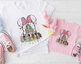 Disney Princess Castle Shirt, Retro Disney Princess Sweatshirt, Watercolor Princess Tee, Disney Trip T-Shirt, Disneyworld Princess Gift