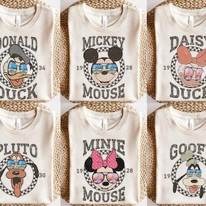 Retro Disney Shirts, Custom Name Mickey and Friends Shirt, Retro Disney Trip Shirt, Checkered Mickey Shirt, Disney Family Vacation Shirt