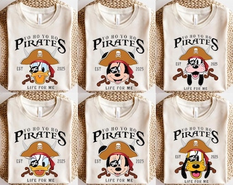 Retro Mickey and Friends Pirate Shirts, Pirates of the Caribbean, Disney Family Cruise Trip Tee, Yo Ho Yo Ho A Pirate's Life for Me shirt