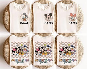 Retro Mickey & Co Shirt, Disney 2025 Family Trip Tee, Mickey Minnie Donald Sweatshirt, Checkered Mickey Shirt, Disney Family Vacation Shirt