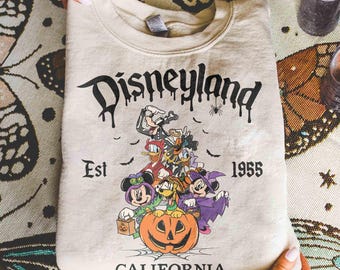 Retro Disneyland Mickey and Friends Halloween Shirt, Disneyland Est. 1955 California Shirt, Disneyland Halloween Shirt, Mickey Halloween Tee
