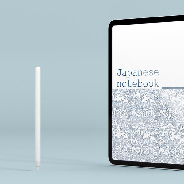 Blue Minimalist Japanese Notebook for Learning - Printable & Goodnotes Compatible