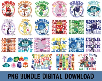 Bundle Inside Out 2 It's Okay To Feel All The Feels Png, Emotions Mental Health Png, Therapist Psychologist Png, Cartoon Emotions Friends