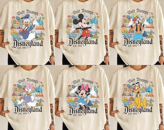 Retro Walt Disney's Disneyland All Characters Shirt, Disneyland Shirt, Personalized Disney Tee, Disney Family Trip Shirt, Mickey and Friends