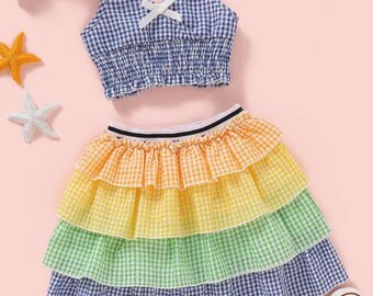 Yellow plaid skirt baby Outlet