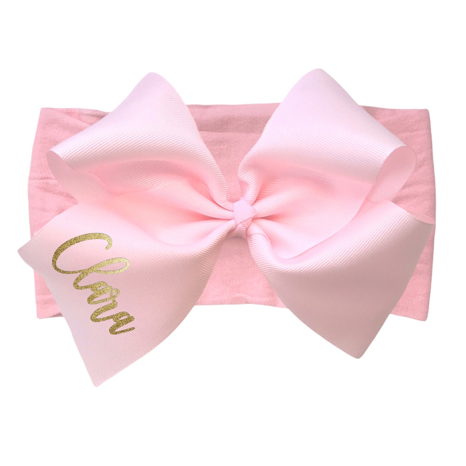 Personalized Bow Baby Girl Bow Pink Large Bow on Headband Etsy