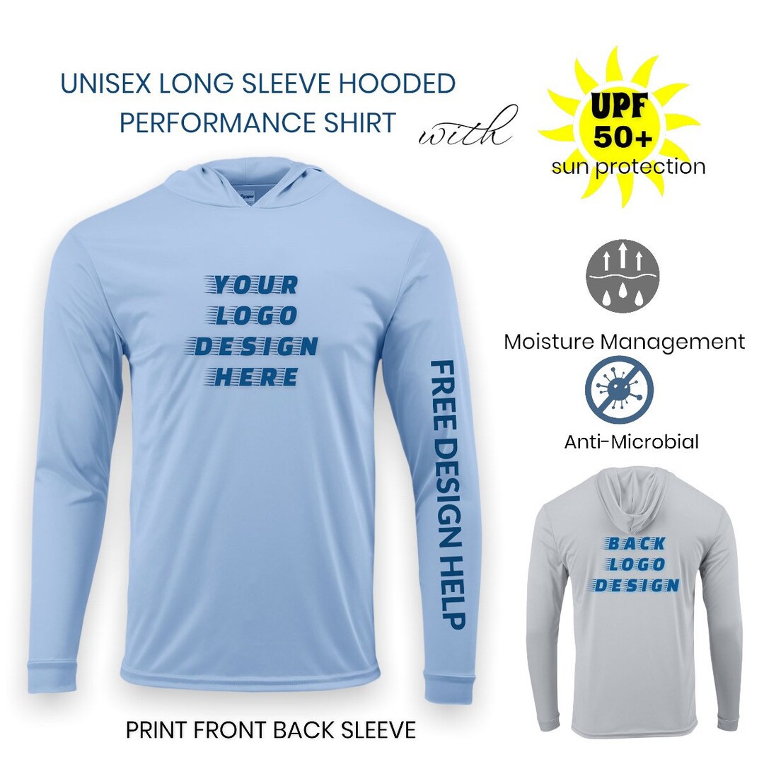 Custom Long Sleeve Hooded Shirt UPF 50 SUN PROTECTION Shirt Etsy