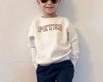 Custom Toddler Sweatshirt Embossed Puff Lettering  / Toddler Fleece Sweatshirt / Personalized Sweatshirt / Natural Heather Color Sweatshirt