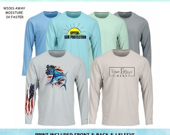 Custom Printed  Unisex Aruba Long Sleeve Shirt UPF 50+ SUN PROTECTION Shirt, Fishing Shirt, Company Shirt, Family Shirt, Performance Shirt