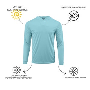 Custom Printed Unisex Performance Hooded Long Sleeve Sun Shirt, UPF 50 SUN PROTECTION Shirt, Fishing Shirt, Company Shirt, Father's Day image 2
