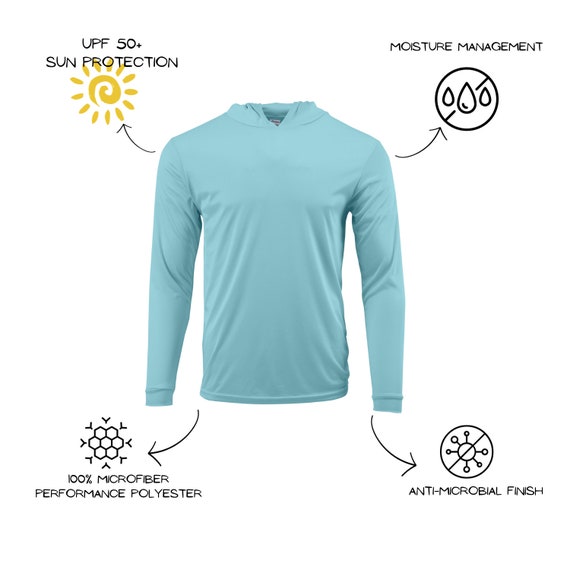 Custom Printed Unisex Performance Hooded Long Sleeve Sun Shirt, UPF 50 SUN  PROTECTION Shirt, Fishing Shirt, Company Shirt, Father's Day 