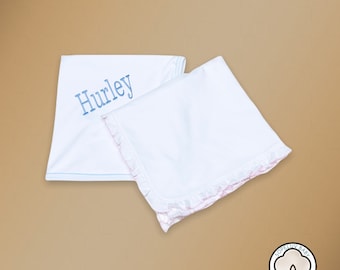 Pima Cotton Baby Blanket, Monogrammed Blanket, Personalized Blanket, Baby Girl Blanket, Baby Boy Blanket