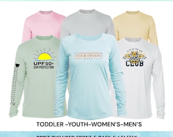 Custom Performance Long Sleeve Shirt UPF50+ Sun Protection, Women's, Men's, Youth, Toddler Shirt, Fishing Shirt, Company Shirt, Family Shirt